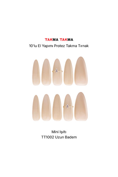 Takma Takma L Beden 10'lu Ten Rengi Uzun Badem TT1002 Tekrar Kullanılabilir P...