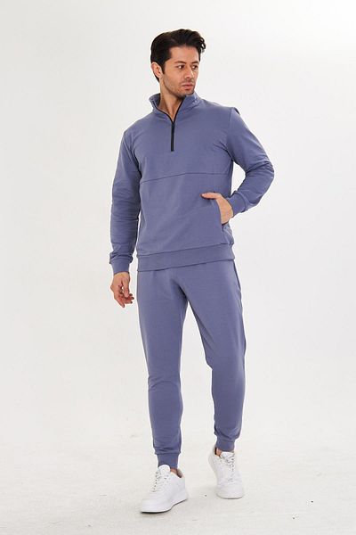 Marco Ferry Σετ ανδρικής φόρμας με μισό φερμουάρ Cotton Grey Melange 5709-G