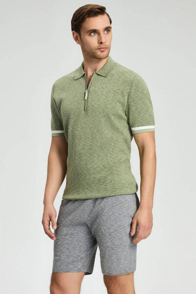 Hemington Pure Cotton Sleeves Stripe Detail Dark Green Knitwear Polo
