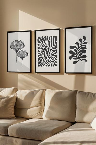 Artavessa 3 Parça Gerçek Ahşap Renkli Çerçeveli Tablo Seti - Model 31