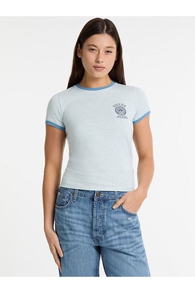 Guess Jeans Ss Slim Stamp Tricou slim pentru femei