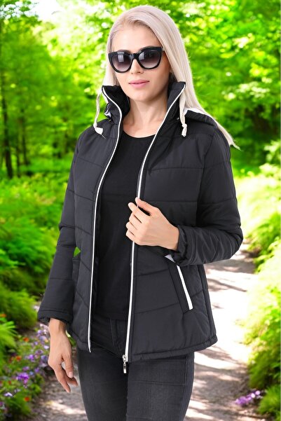 Barbora Kısa Kapüşonlu Kışlık Şişme Kadın Mont