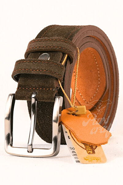 Parscraft Γνήσια δερμάτινη ανδρική ζώνη καφέ 4 εκ.
