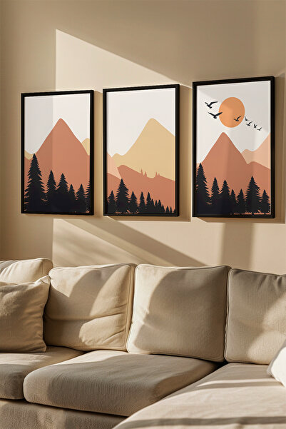 Artavessa 3 Piece Real Wood Colored Framed Painting Set - Model 28