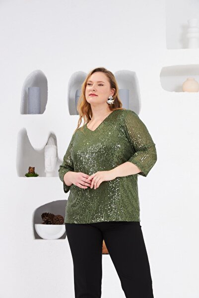 RMG Μπλούζα με επένδυση μεγάλου μεγέθους - Χακί