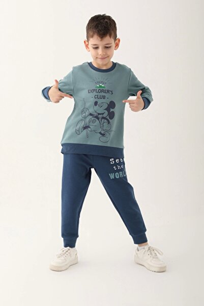 Mickey Mouse ERKEK ÇOCUK EŞOFMAN TAKIMI - PASTEL YEŞİLİ