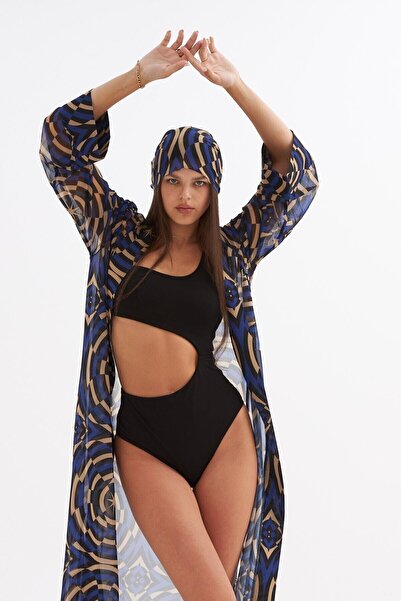 Mozto Madelyn Geometric Printed Tulle Kimono