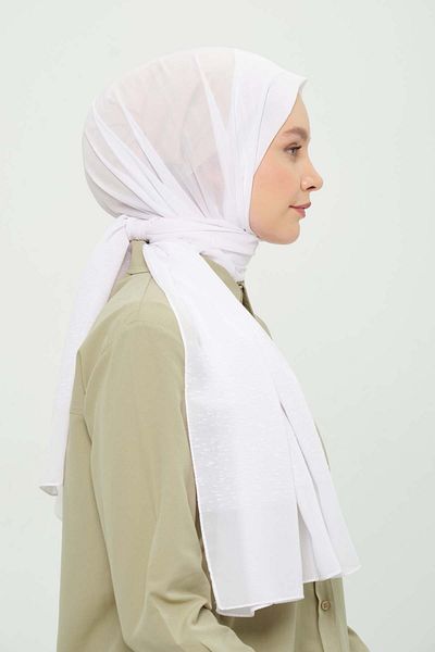 Madame Polo Napoli Chiffon Shawl Optical White Breathable Non-Slip Non-Tangle 75X180 cm
