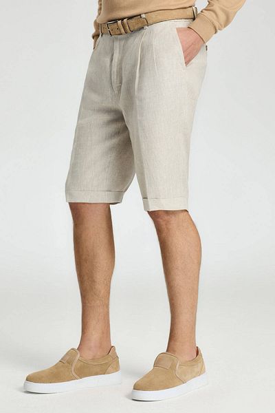 Hemington Pure Linen White Pleated Shorts