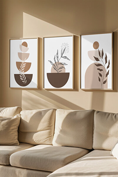 Artavessa 3 Piece Real Wood Colored Framed Painting Set - Model 4
