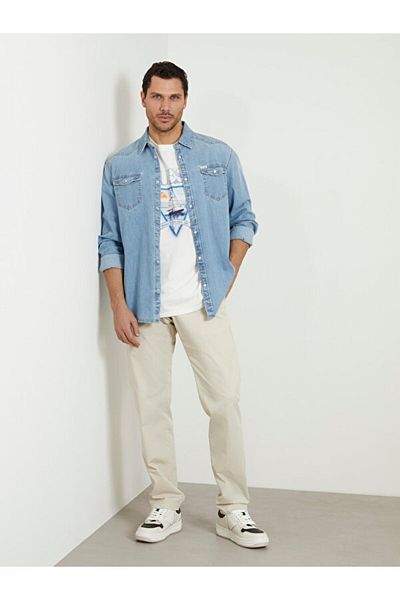 Guess Men's Slim Fit Blue Jean Shirt