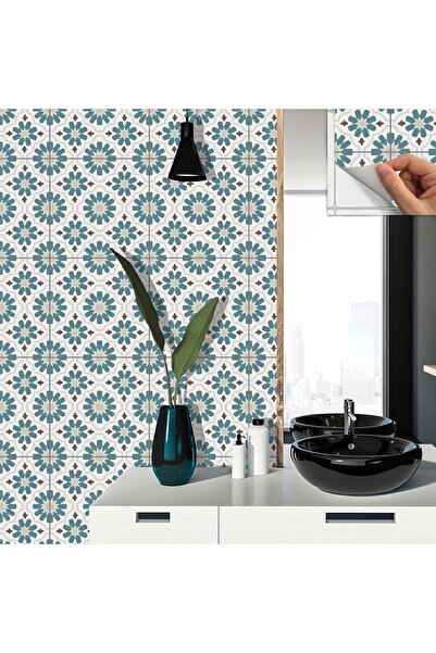 TİNK Kendinden Yapışkanlı Yeşil Çiçek Bahçesi Desenli Pvc Karo 30x30 Cm (33 ADET) 3m2