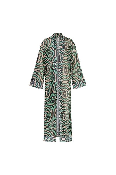 Mozto Madelyn Geometric Printed Tulle Kimono