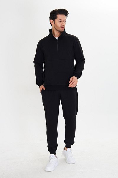 Marco Ferry Σετ ανδρικής φόρμας Half Zipper Cotton Μαύρο 5709-S
