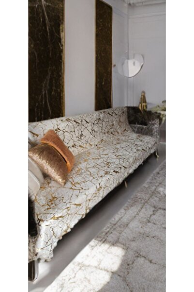 ZADA HOME Koltuk Örtüsü varakli Desen özel Kaymaz taban süngerli{ 1 Ad } ölçüm 160x200 cm Çekyat Örtüsü altin