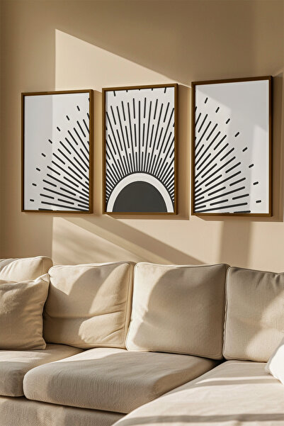 Artavessa 3 Piece Real Wood Colored Framed Painting Set - Model 39