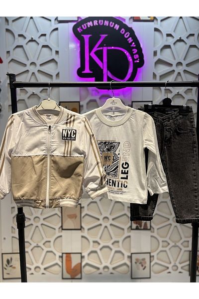 KUMRUNUN DÜNYASI Boy's Bottom Top Suit 3 Body Pants and Jacket Eid