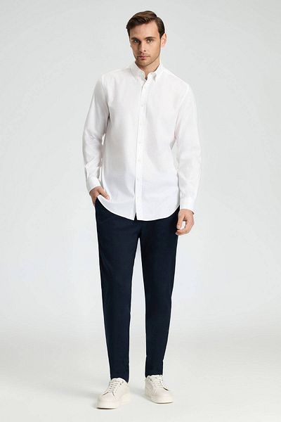 Hemington Pure Cotton White Thin Oxford Shirt