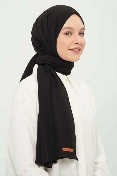 Madame Polo Mio Cazz Şal Siyah Nefes Alan Kırışmayan Kaymaz 75x180 Cm