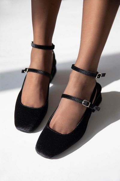 STRASWANS Viola Women's Heeled Velvet Shoes Black