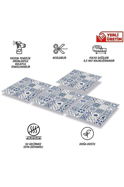 TİNK Kendinden Yapışkanlı Modern Mavi Karo Desenli Pvc Karo 30x30 Cm (33 ADET) 3m2