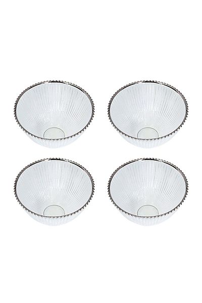 Porland Moon 4-Piece Silver Glass Bowl 22 Cm