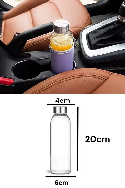 Kitchen Way 360ml Glass Flask with Drawstring Metal Lidkw-343 Series
