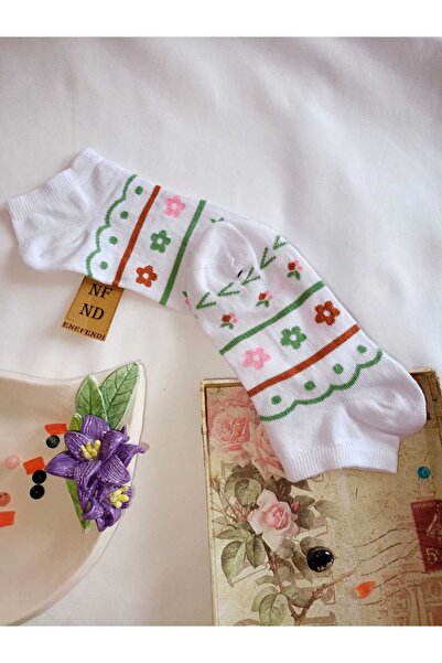 ENEFENDİ ЧОРАПИ БЕЗ ШЕВ ПАМУК КЪСИ ГЛЕЗЕНИ С МОТИВИ ЖЕНСКИ ЧОРАПИ ЗА ОБУВАНЕ 36-40 ЕДИНСТВЕНА ЕДИНИЦА БЯЛО ЗЕЛЕНО