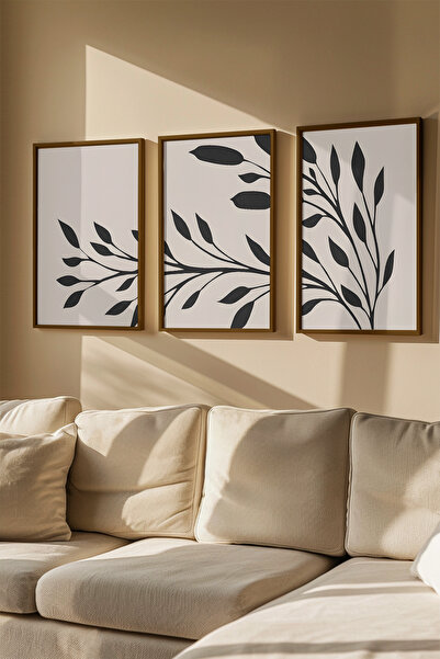 Artavessa 3 Piece Real Wood Colored Framed Painting Set - Model 33