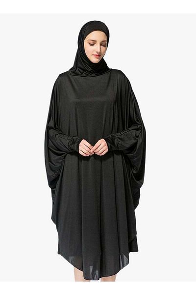 Generic Abaya Jalabiya With Hijab Traditional Dress Wear Black