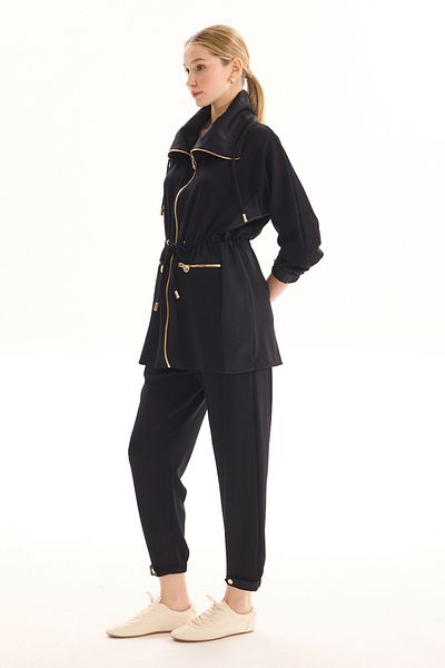 Missemramiss Zipper Jacket & Trousers, Magnolia Set 4740 Black