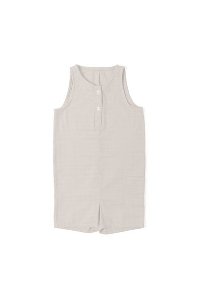 DEUX LAPINS 100% Cotton Short Long Muslin Baby Rompers - Cotton Gray