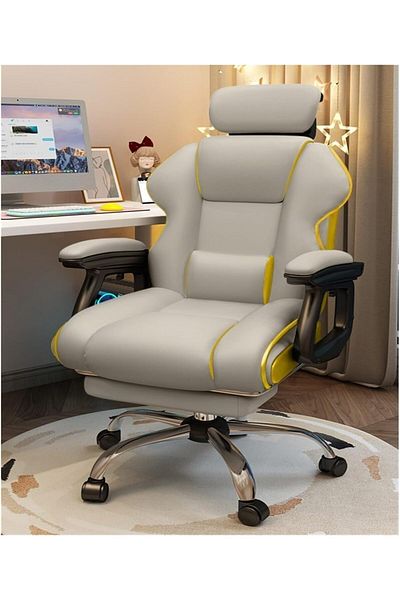 fulina Gaming Chair,Adjustable High Back Ergonomic Design, Lumbar Support,Comfortable Armrest Headrest，Gray