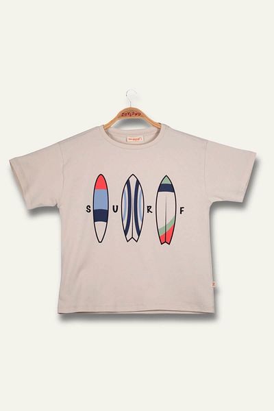 Zeyland Boy's Surf Printed T-Shirt - Stone Color
