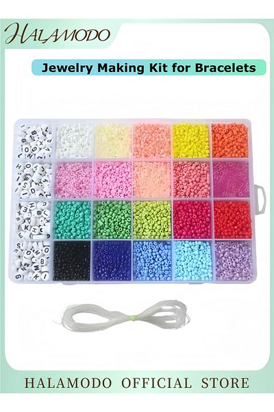 HALAMODO Jewelry Making Kit BeadsGlass Seed Beads for Bracelets 3300+pcs Bead Craft Kit Set