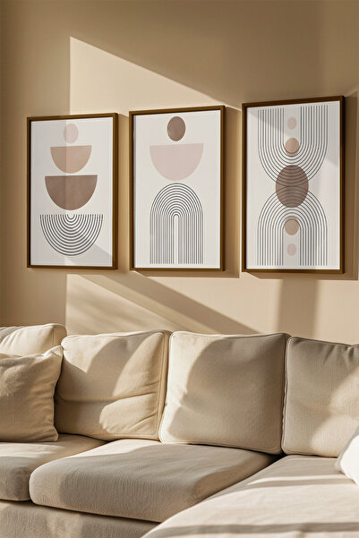 Artavessa 3 Piece Real Wood Colored Framed Painting Set - Model 38