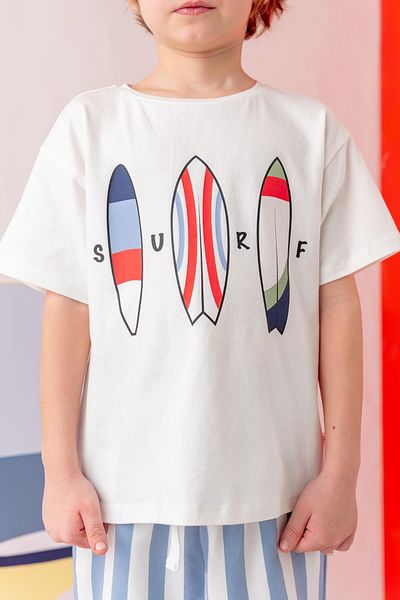 Zeyland Boy's Surf Printed T-Shirt - Ecru
