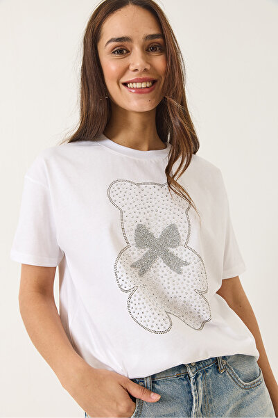 Bianco Lucci Dámske tričko Teddy Ribbon Detailed Stone 60602035