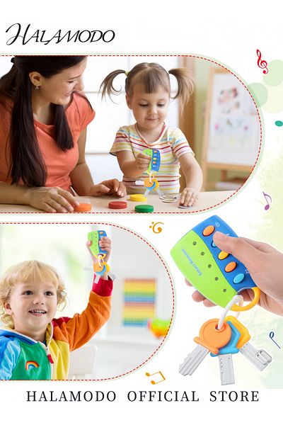 HALAMODO Toy Car Keys Key Fob with Lights & Sounds Baby Toy Pretend Keys Fun and Educational Musical Toys