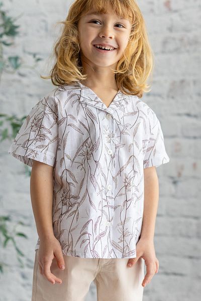 Zeyland Boy's Shirt - Leaf Pattern, Woven