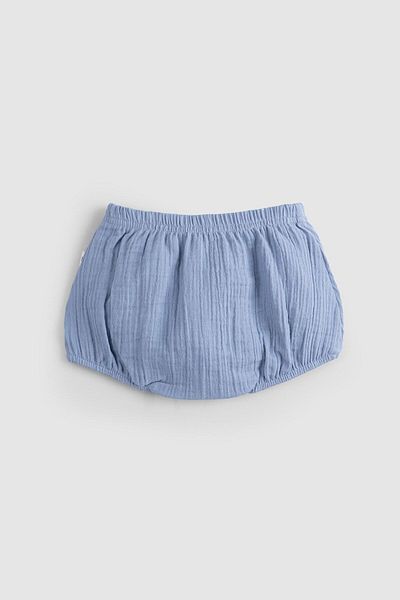 Little Gusto Blue Organic Cotton Muslin Baby Bloomer - Panties