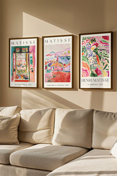 Artavessa 3 Parça Gerçek Ahşap Renkli Çerçeveli Tablo Seti - Model 1