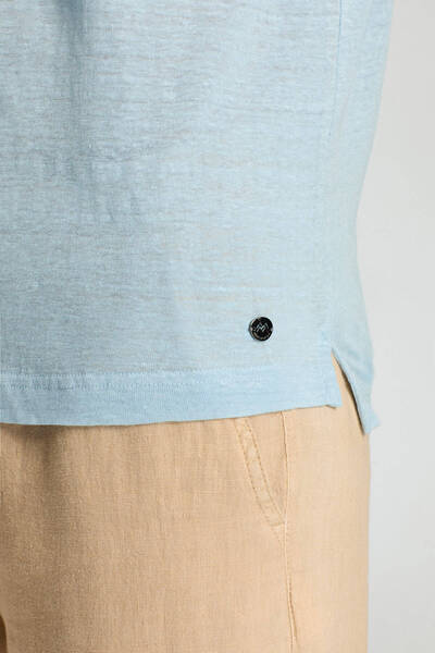 Hemington Saf Keten Açık Mavi Polo Yaka T-Shirt