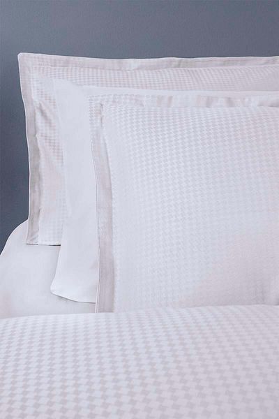 Altınbaşak Diamond Jacquard Satin Double Duvet Cover Set Light Grey (6 Pieces)