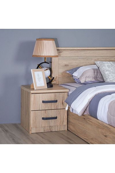 Danube Home طقم طاولة جانبية ريموند من قطعتين متعددتي الاستخدامات - خشب بلوط صيفي، الطول: 45 سم × العرض: 42.5 سم × الارتفاع: 48 سم
