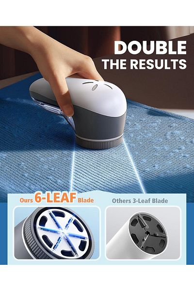 COOYA Fabric Remover for Clothes, Electric Lint Shaver with 6-leaf Blades, USB Rechargeable (White)