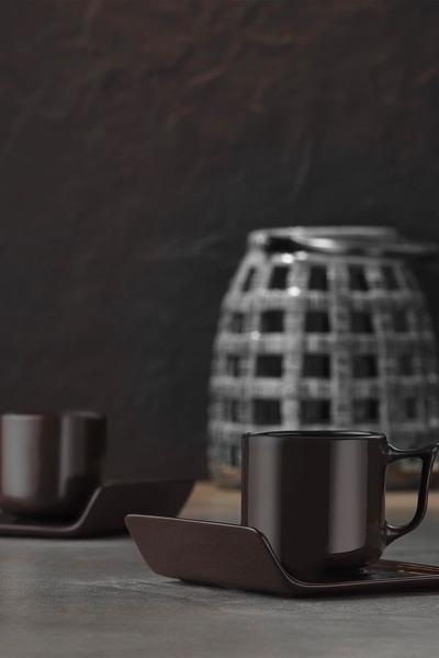 Kütahya Porselen Despina 4 Parça 2 Kişilik Kahve Takımı Siyah