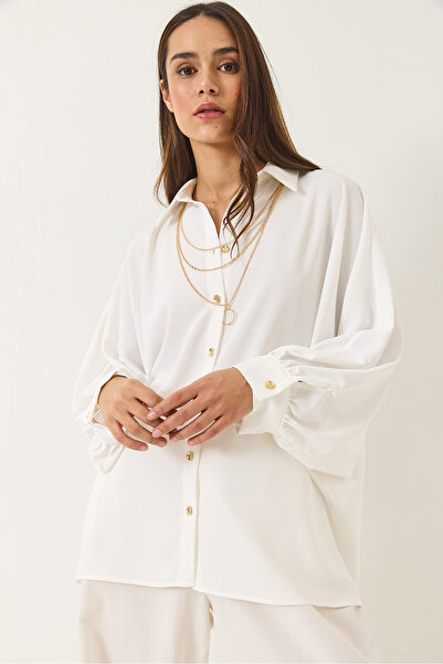 Bianco Lucci Women's Bat Sleeve Mobile Necklace Detailed Jesica Shirt 2454 60283107