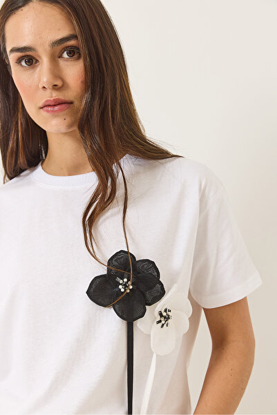 Bianco Lucci Γυναικείο αξεσουάρ κοντομάνικο βαμβακερό μπλουζάκι 60602041