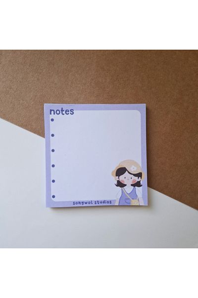 Songwol Studios Chibi Cute Girl with Purple Memo Pad, Memopad, Notepad